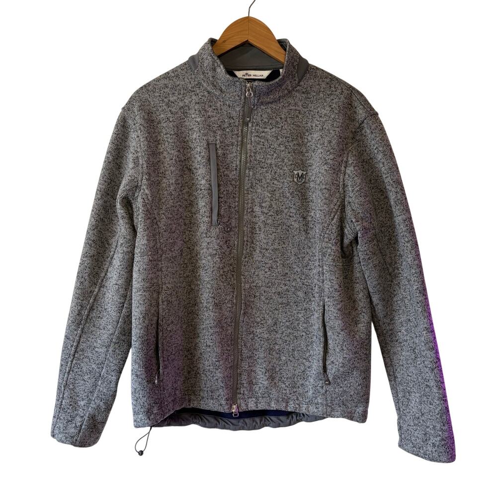 Peter Millar Men’s Crown Fleece Grey Jacket M Full Zip Performance Golf Travel